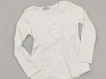 biała bluzka z falbanką dla dziewczynki: Bluzka, 7 lat, 116-122 cm, stan - Dobry