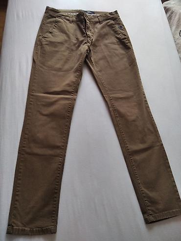 massimo dutti baletanke: Muške chino pantalone, bež/kaki boje, ravnog užeg kroja. - Materijal — 3