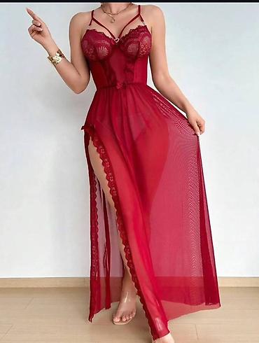 красное платья: Кружевное прозрачное платье(пеньюар)❤️ - Длина: миди/макси - — 4