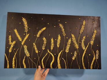 Şəkillər, tablolar: Əl işim dekorativ tablo – “Qızılı sünbüllər” - Texnika: akril boya və — 9