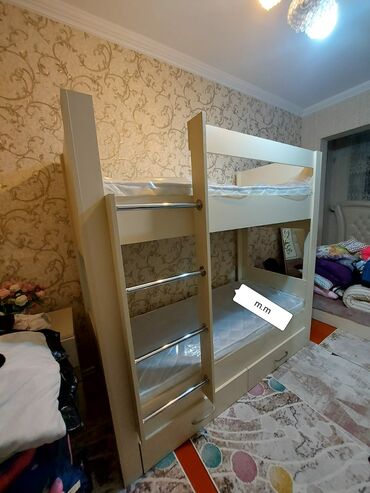 İkimərtəbəli uşaq çarpayıları: Oğlan və qız üçün, Yeni, Çarpayı, Matras ilə, Siyirməli, Laminat — 24