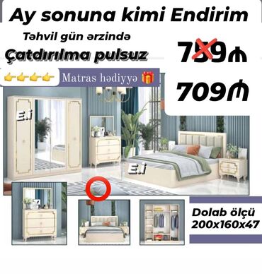 белая мебель для спальни: *Yataq dəsti / Yataq otağı mebeli 709 AZN 💥* ✔️Rəng seçimi var ✔️