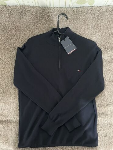 полузамок поло мужской: Свитер Tommy Hilfiger мужской - Цвет: темно-синий (navy) - Фасон