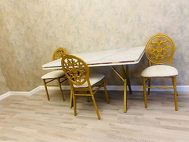 mermer metbex mebelleri: Yemək otağı dəsti Türkiyənindir - Tərkib: 1 stol + 3stul - Stil — 1