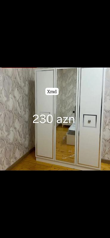 guzgu boydan: Üç qapılı dolab – 230 AZN - Rənglər: ağ/gümüş və tünd boz/gümüş — 1