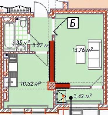 asman residence: 1 комната, 34 м², Азия Молл Элитка, 5 этаж, ПСО (под самоотделку) — 2
