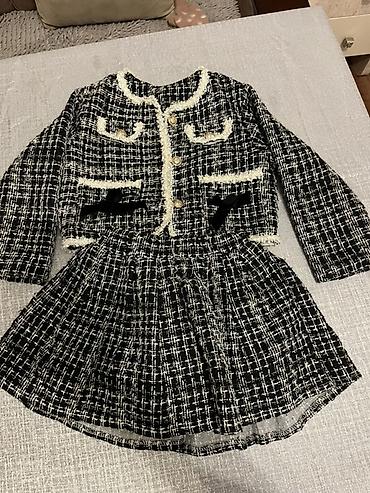 Şəxsi əşyalar: Qız uşaqları üçün tvid dəst - 2 parça: jaket və ətək - Rəng: qara-ağ — 1