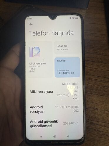 Xiaomi: Xiaomi Redmi Note 8, 64 GB, rəng - Qara, 
 Barmaq izi, İki sim kartlı, Face ID