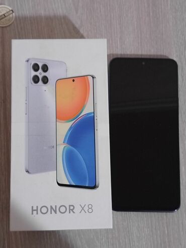 цум телефон: Honor X8, Жаңы, 128 ГБ, түсү - Көк, 2 SIM, eSIM