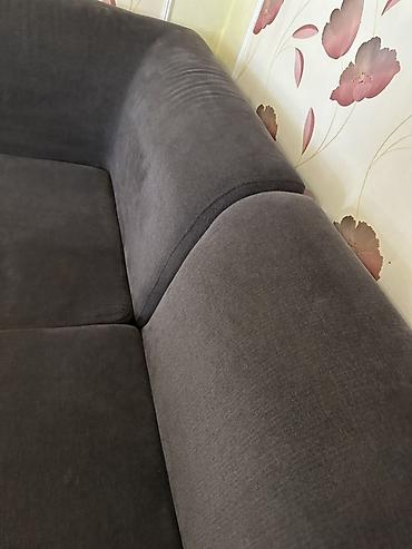 mingecevir divan: Qonaq otağı üçün L formalı yumşaq künc divan - Rəng: tünd boz — 5