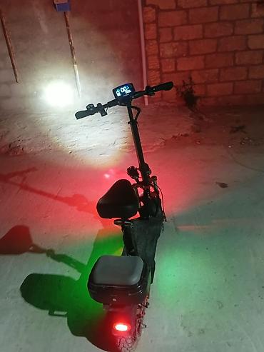 samokat az: Elektrikli skuter – güclü işıqlandırma və oturacaqlı model - Ön və — 2