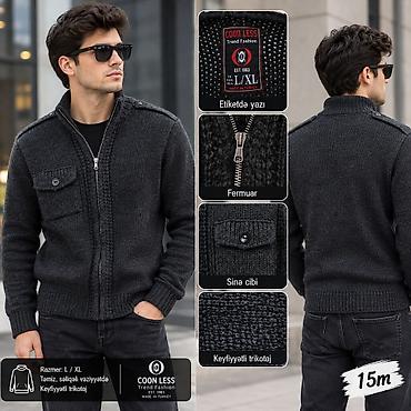 xizək paltarı: Kişi trikotaj jaketi – COON LESS Trend Fashion - Rəng: qara - — 1