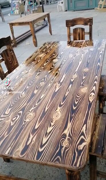 Sifarişlə restoran üçün masa və oturacaq dəstləri: Stullar ilə, Kvadrat masa, 4 nəfər — 5