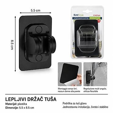 KMT Držač tuša bez rupa – crni (SKU: 3283026, EAN: ) - Tip: lepljivi