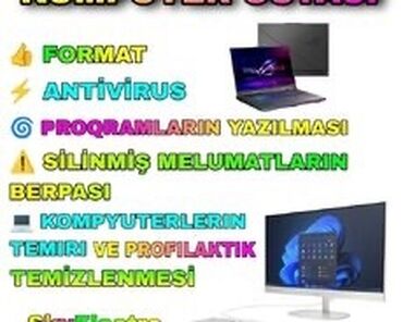 Организация мероприятий: Kompüter xidmətləri - Format və sistemin yenidən quraşdırılması -