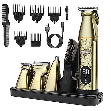 Kemei 5859 - Trimmer dəsti 5in1 / IPX6 / 7000RPM /Qızılı / TYPC — 2