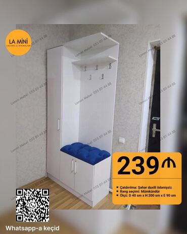 laminat işlenmiş: Yeni, Açılan, 1 qapı Düz dolab, Dəhliz dolabı, Azərbaycan