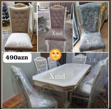metbex masa ve oturacaqlar: Qonaq otağı üçün, Yeni, Açılmayan, Dördbucaq masa, 6 stul