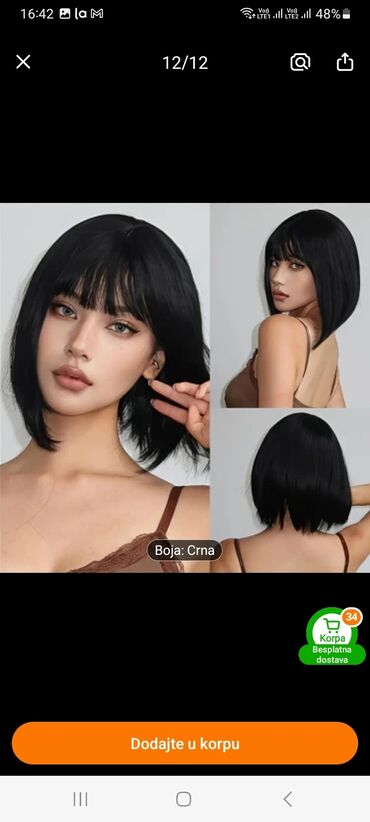 Perike i klipse: Kratka bob perika sa šiškama, dizajnirana da pruži prirodan izgled i — 1