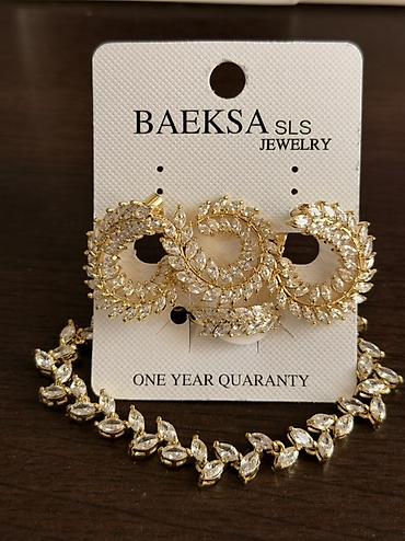 Jewelry dəsti - Dizayn: Yarpaq motivli, dairəvi forma ilə işlənmiş