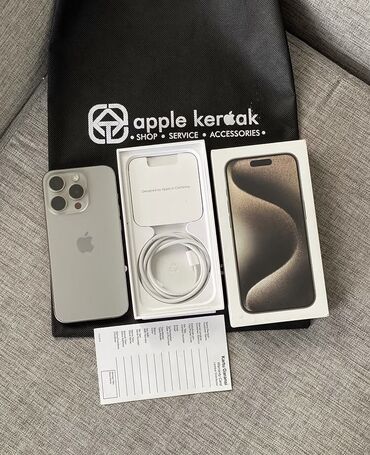 Apple iPhone: IPhone 15 Pro Max, 256 GB, Natural Titanium, Zəmanət, Face ID, Sənədlərlə