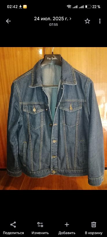 Верхняя одежда: Klassik cins gödəkçə - Material: qalın denim - Rəng: tünd mavi — 2