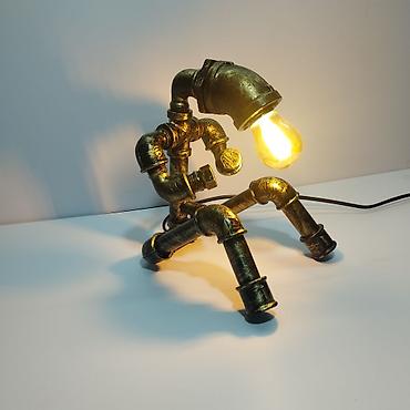 Декоративные настольные светильники: Настольные лампы в стиле стимпанк/лофт из металлических сантехнических — 5