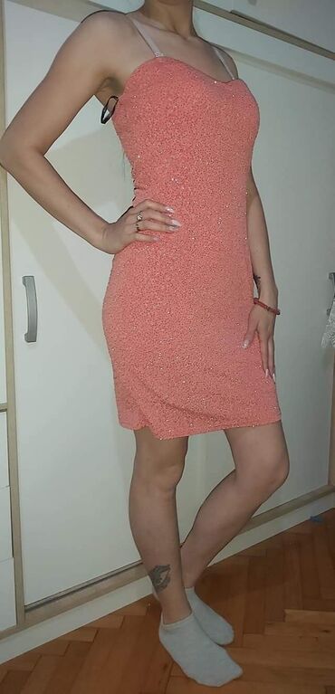 haljina sa resama vl: L (EU 40), bоја - Roze, Koktel, klub, Top (bez rukava)