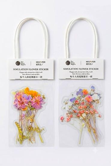 Канцтовары: Наклейки с цветами (Simulation Flower Sticker) 🌸 Набор стильных — 6
