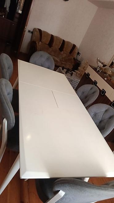 metbex dekorlari: Yemək otağı üçün 6 nəfərlik masa və stul dəsti - Dəst: 1 ədəd uzun — 3