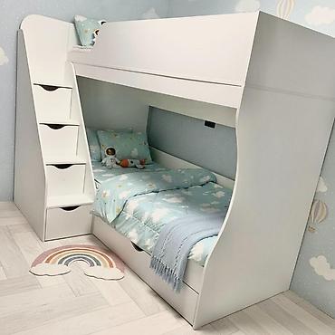 bunk bed: Двухъярусная детская кровать, Новый, ЛДСП, цвет - Белый — 8