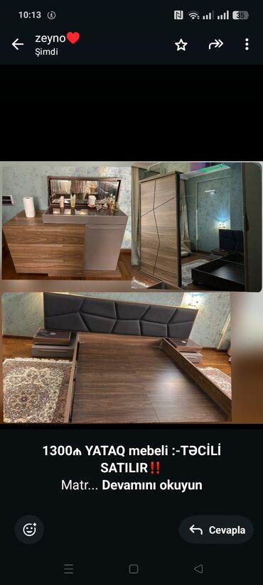 Sifarişlə yazı masaları: *1300₼ YATAQ mebeli :-TƏCİLİ SATILIR*‼️ Matras var baha alınıb