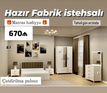 Masa və oturacaq dəstləri: *Yataq Dəsti / Yataq otağı mebeli 670Azn💥* ✔️Matras hədiyyə ✔️Rəng