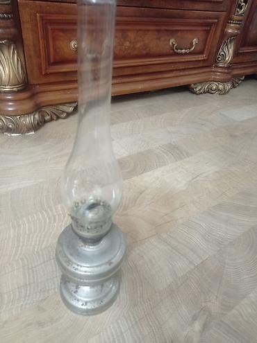 qədimi stəkan: Kerosin (məzə) lampası – şüşə bacalı, metal gövdəli klassik model - — 2