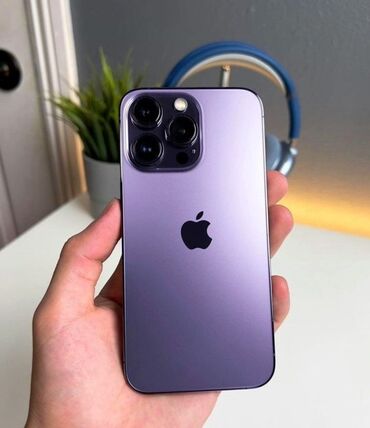 Apple iPhone: IPhone 14 Pro, Б/у, 1 ТБ, Deep Purple, Зарядное устройство, Чехол, Коробка, 95 %