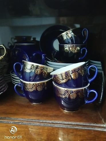Çay dəsti, rəng - Mavi, Keramika