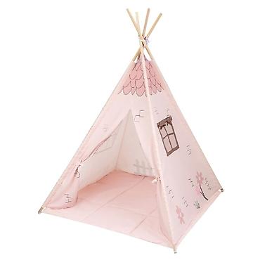 mojoj cerki: KikkaBoo Drveni šator Pink House – tipii za igru sa podlogom - — 4