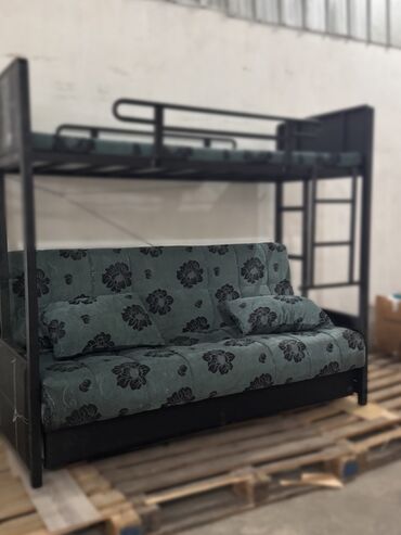 каракол диван: Эки ярустуу керебет, Колдонулган, Темир, Бүктөө