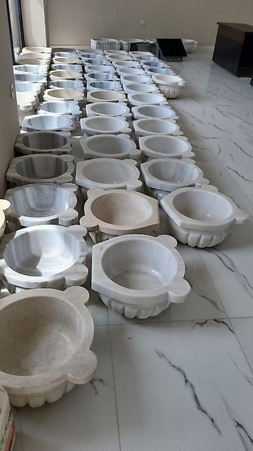 tulpan gul: Mərmər hamam tası və kurna - Material: təbii mərmər (ağ, boz damarlı — 3
