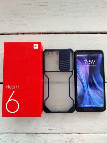 mobil telefon redmi: Xiaomi Redmi 6, 32 GB, rəng - Qara, 
 Barmaq izi, İki sim kartlı