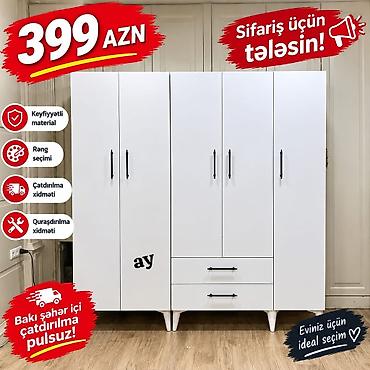 Ağ rəngli, müasir dizaynlı 4 qapılı dolab. - İki alt çekməce ilə geniş lalafo.az -da Ağ rəngli, müasir dizaynlı 4 qapılı dolab. - İki alt çekməce ilə geniş