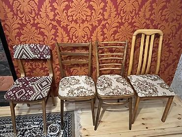 mat metbex mebelleri: Taxta stul dəsti – 4 ədəd - Material: möhkəm taxta karkas - Üslub — 1