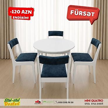 Masalar və oturacaqlar: Mətbəx üçün, Yeni, Açılmayan, Yumru masa, 4 stul — 2