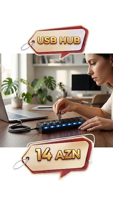 kompüter: USB HUB 7 portlu 🔌 Bütün cihazlarını eyni anda qoş! Rahat — 3