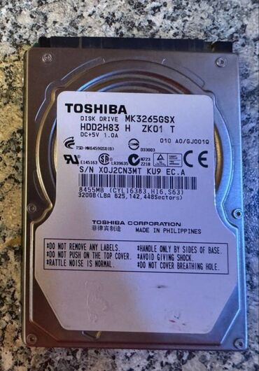 sert disk: Daxili Sərt disk (HDD) Toshiba, 256 GB, İşlənmiş