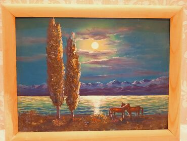 картина кыргызстан: "Лунная ночь" 19×14 см