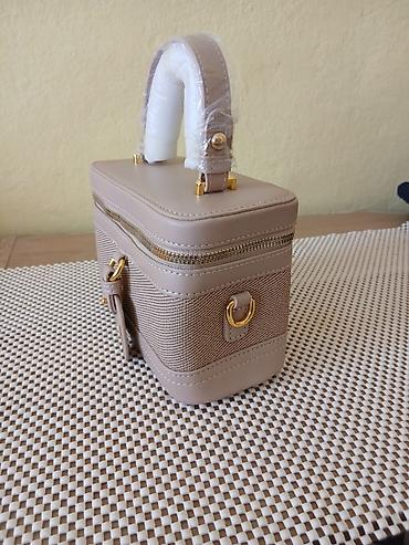 torbe od platna: Elegantna ženska torbica – box/ vanity stil - Oblik: pravougaoni — 6