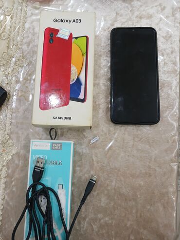 samsung nausnikleri: Samsung Galaxy A03, 32 ГБ, цвет - Красный, Сенсорный, Отпечаток пальца, Две SIM карты