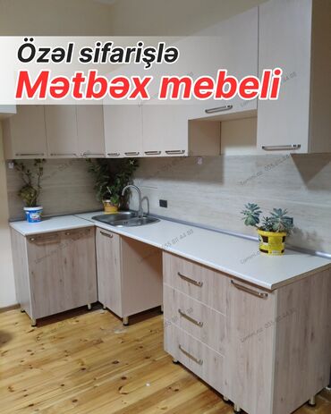 çanag: Özəl sifarişlə hazırlanmış mətbəx mebeli - Dizayn: L şəkilli