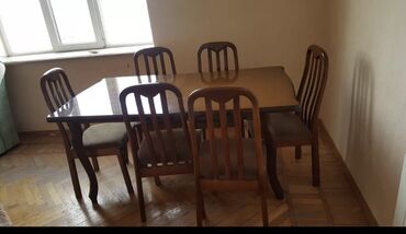 stol stil: Для гостиной, Б/у, Раскладной, Прямоугольный стол, 6 стульев, Россия